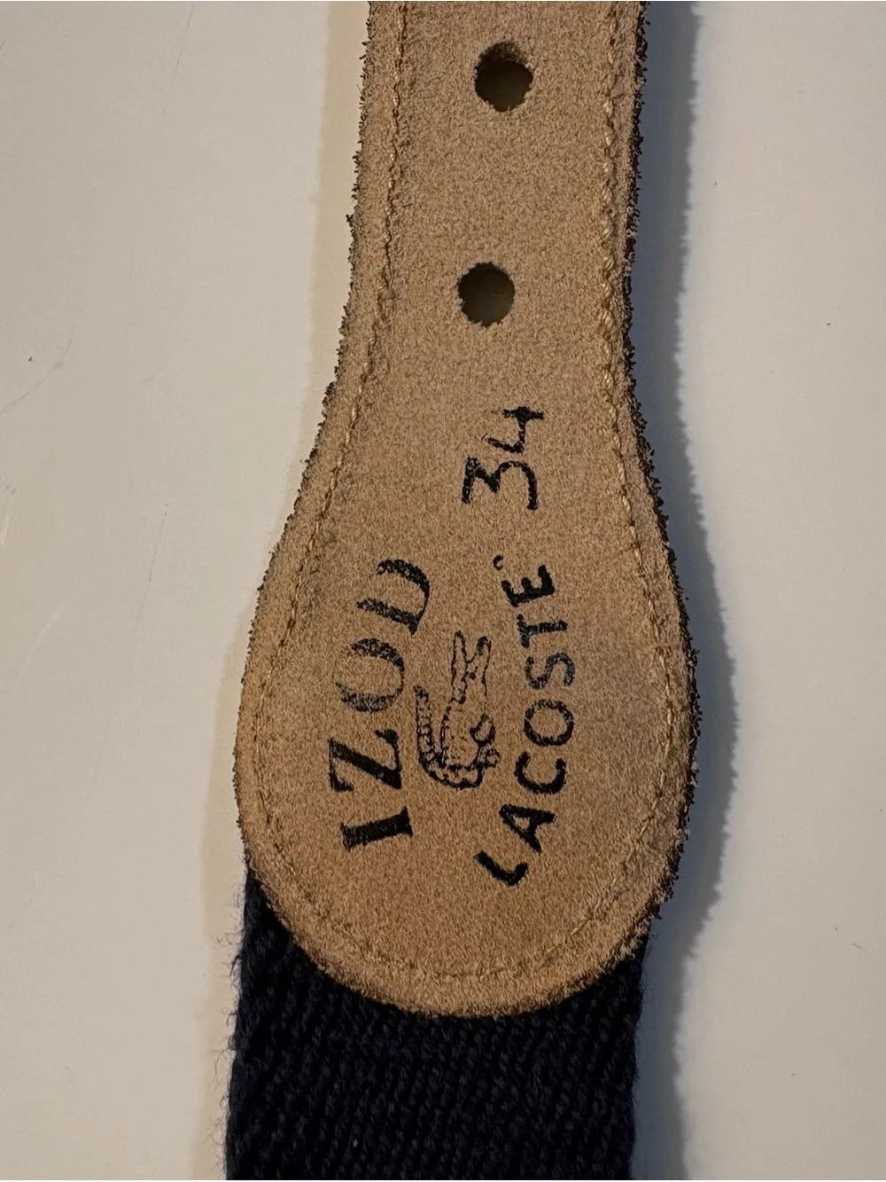 Vintage unisex Lacoste Izod Canvas Strap with Burgundy Center Stripe Belt
